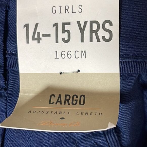 Denim Co. Shorts cargo Girls size 14 uniform Navy Blue Adjustable Length New - Picture 7 of 11